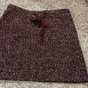 LOFT Burgundy Textured A-Line Skirt